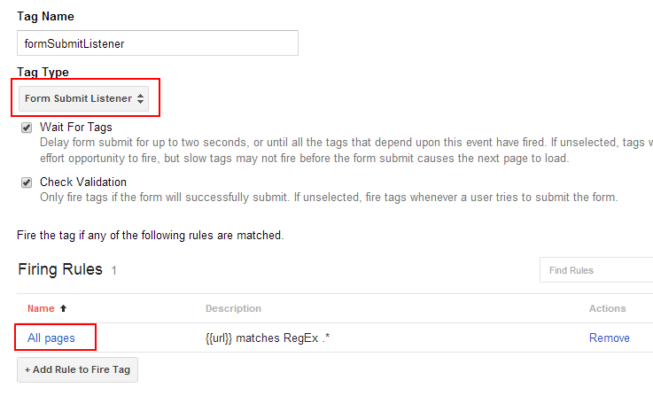 Google Tag Manager Tag for listening to form submissions 